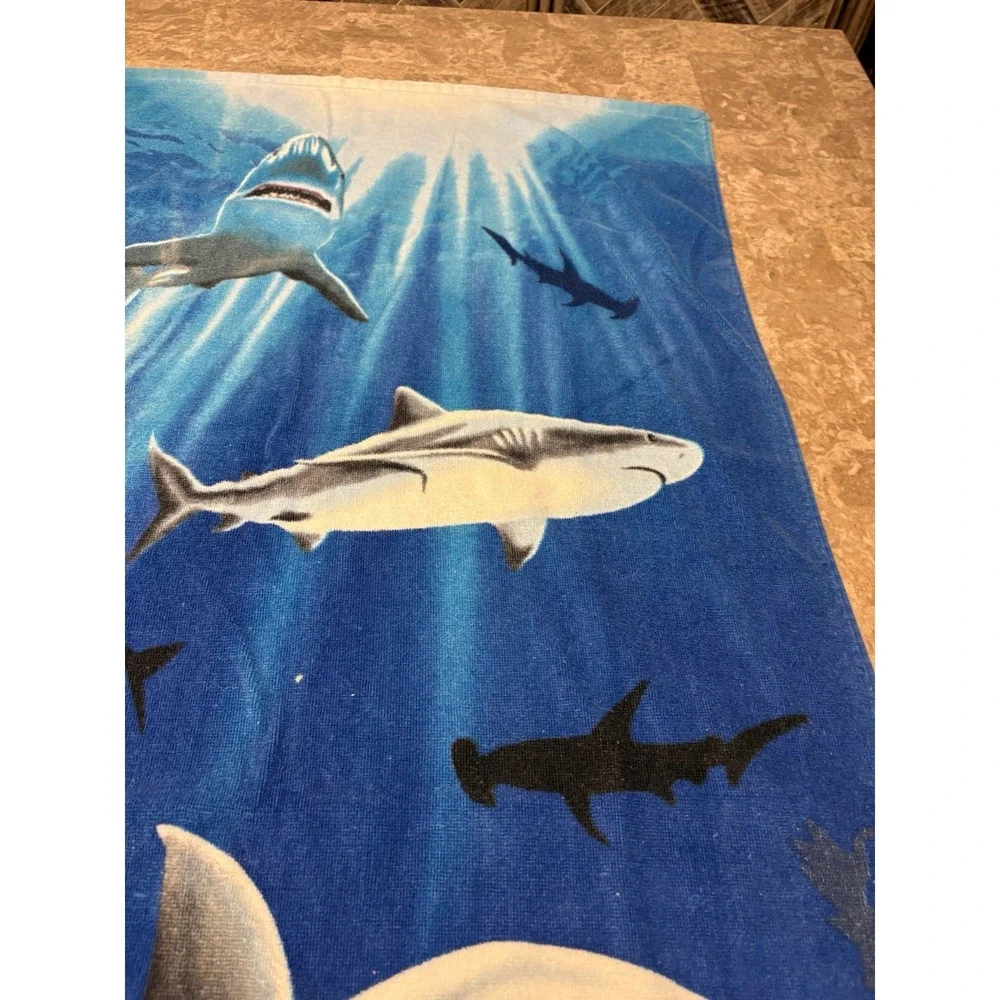 Ocean Shark Underwater Coral Reef Beach Towel Under the Sea Aquatic 27